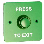 An image of Heavy Duty Exit Button on a Green Plate "PRESS TO EXIT" (Flush)