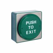 An image of Push to Open' Large Green Disc Exit Button with Wheelchair - H88 x W88 x D40mm