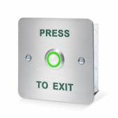 An image of ICS Flush stainless steel 'PRESS TO EXIT' illuminated LED button